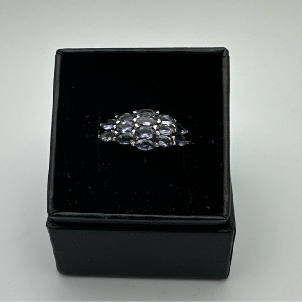 Tanzanite Sterling Silver Ring Size 10 Cocktail Ring.